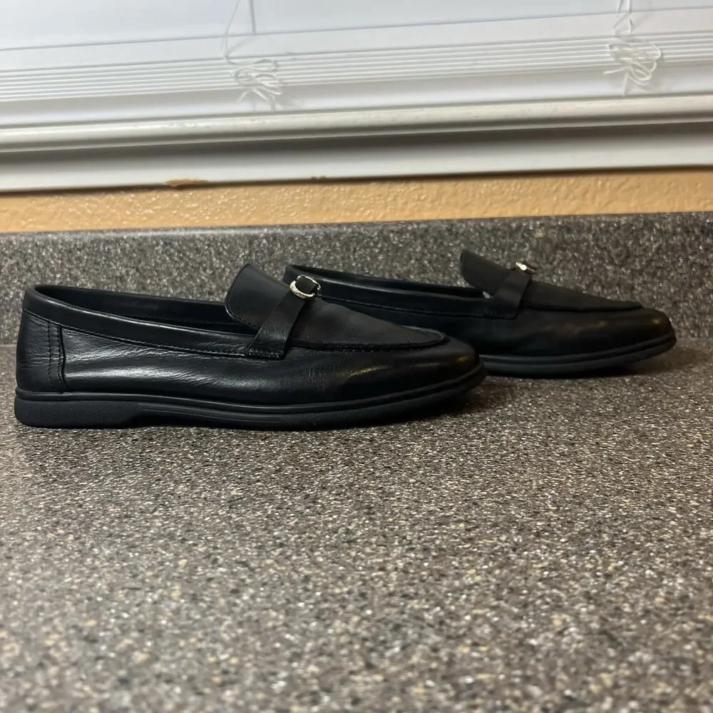 Aldo Pillow Walk Comfort Casual Shoes Black Leather Womens Size 10 Slip On Flats
